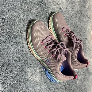 Skechers Taupe Sneakers with Pink and Blue Accents